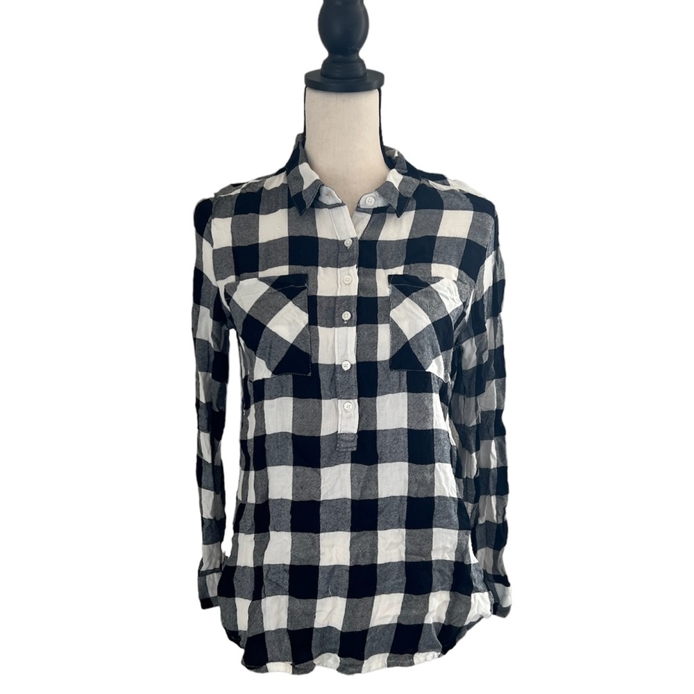 Lucky Brand Buffalo Plaid Print Top